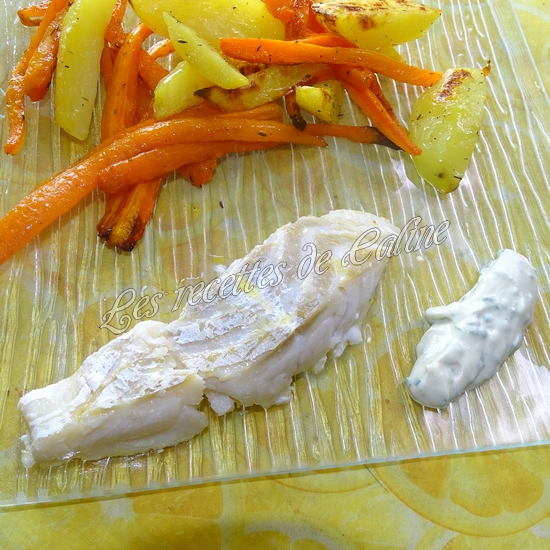 Filet d'eglefin sauce ciboulette avec pommes de terre et carottes rôties au thym (hello fresh05