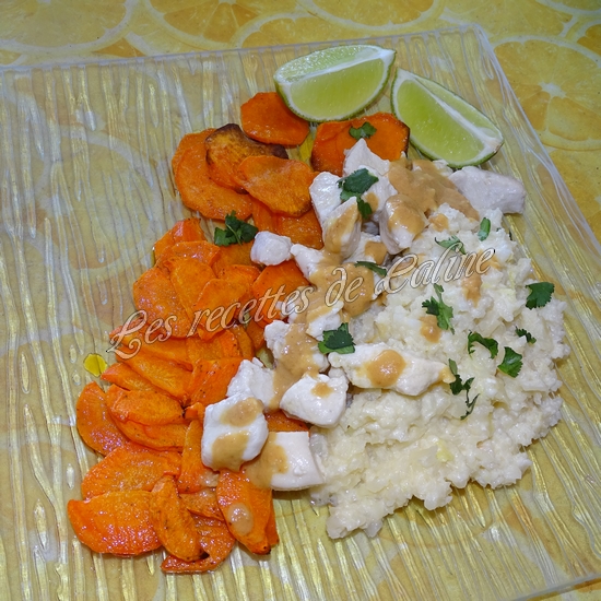 Poulet sauce cacahuète avec du riz de chou-fleur au lait de coco (hellofresh01