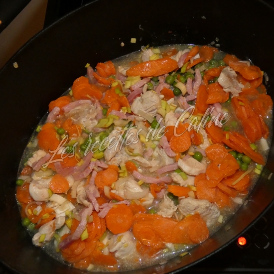 One pot pasta aux légumes, poulet, bacon et sauce moutarde13