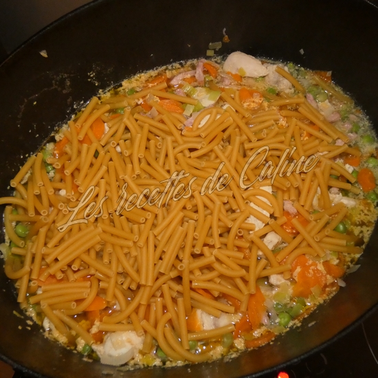 One pot pasta aux légumes, poulet, bacon et sauce moutarde14